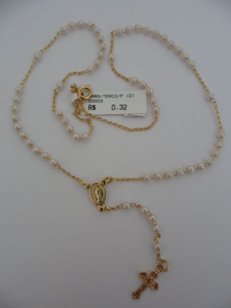 TERÇO FOLHADO PEROLA P CB 81393