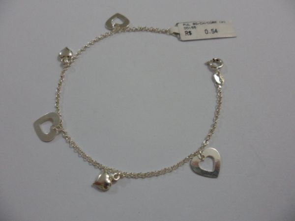 Pulseira de prata bq coração chapinha  CB 2060712