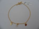 TORNOZELEIRA FOLHADA A OURO STRASS CORAÇAO  CB 414