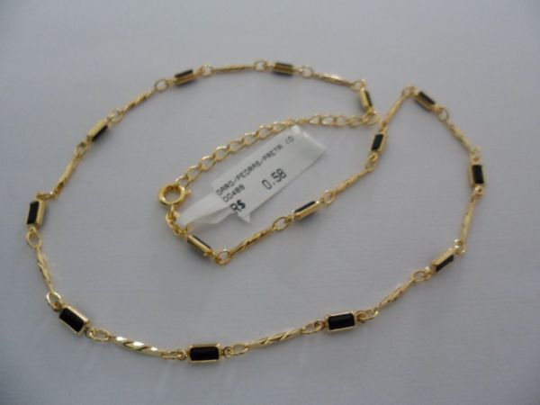 COLAR FOLHADO A OURO PEDRA PRETA 40 CM CB 81431