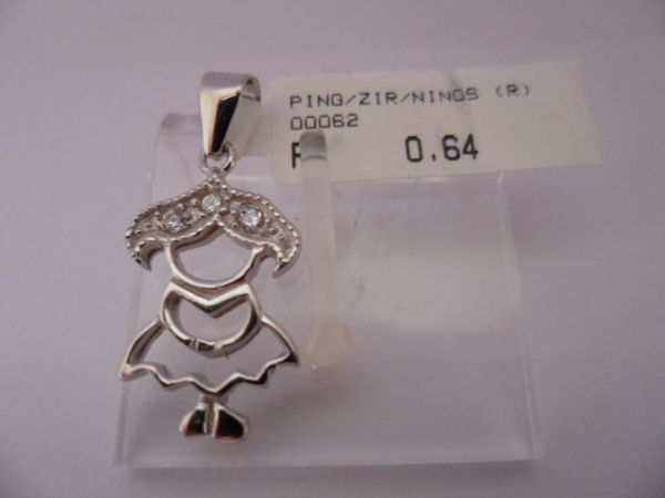 PINGENTE DE PRATA ZIRCONIA MENINA  CB 2080505