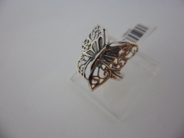 ANEL PRATA ENVELHECIDA BORBOLETA CB 235901