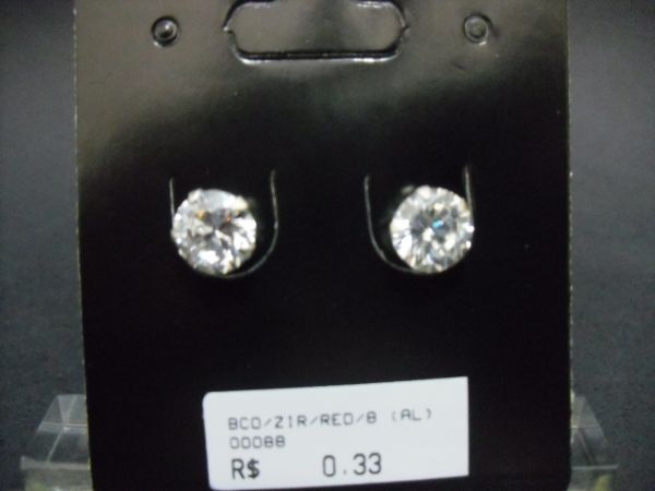 Brinco Prata Zirconia Redondo 8mm cb 2093857