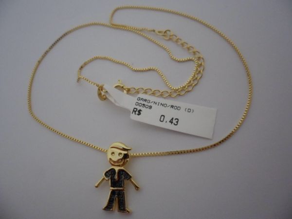 GARGANTILHA FOLHADA A OURO NINO PRETO  CB 81824ok