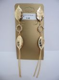 BRINCO FOLHADO A OURO STRASS FIO FOLHAS  CB 9990