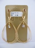 BRINCO FOLHADO A OURO STRASS FIOS GOTA  CB 8660
