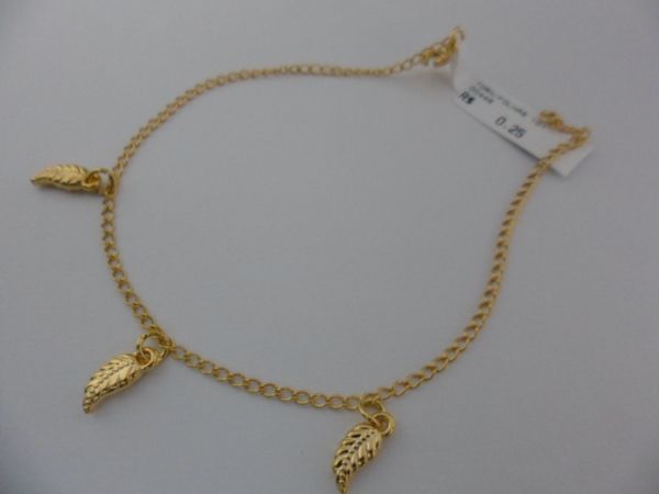 TORNOZELEIRA FOLHADA OURO FOLHAS CB 182010