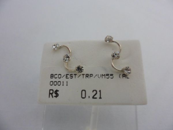 BRINCO EM PRATA PEDRAS DE STRASS TRIPLO CB 2083582