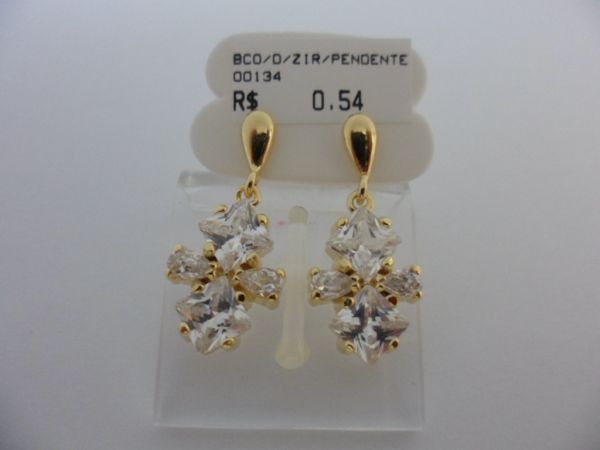 BRINCO FOLHADO A OURO ZIRCONIA/PENDENTE  CB 68022