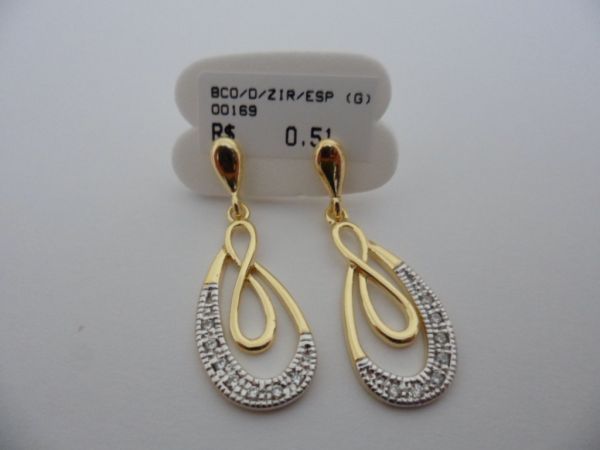 BRINCO FOLHADO A OURO ZIRCONIA ESPECIAL  CB 37902