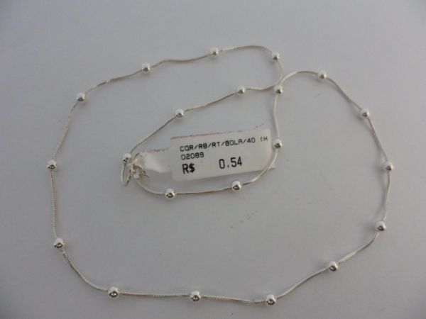 CORRENTE DE PRATA RABO DE RATO BOLA 40CM CB 2086699