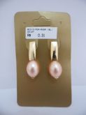 BRINCO FOLHADO A OURO PEROLA ROSA CB 3470