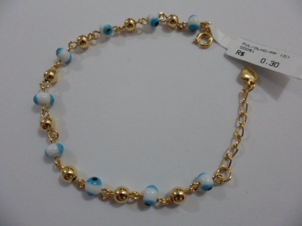 PULSEIRA FOLHADA A OURO OLHO/PP CB 182104