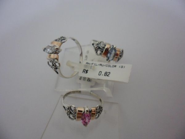ANEL DE PRATA ZIRCONIA FILETE OURO 18 COLOR  CB 28002
