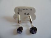 BRINCO EM PRATA PEDRAS DE STRASS PENDENTE  CB 2085722