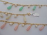 PULSEIRA FOLHADA A OURO PEDRA COLOR GOTA  CB 182402 ok