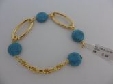 PULSEIRA FOLHADA OURO PEDRA/ELOS/AZUL  CB 182287