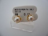 BRINCO FOLHADO A OURO GANCHO PEROLA 7MM  CB 55055