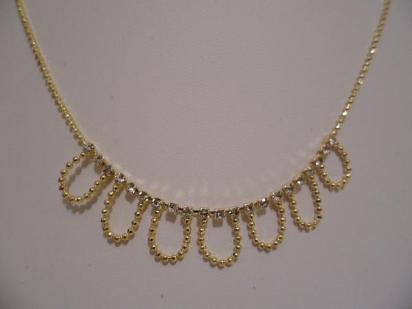 GARGANTILHA BOLINHA de ( uuu ) C/STRASS folhada a ouro 45CM CB 2089652 ok foto