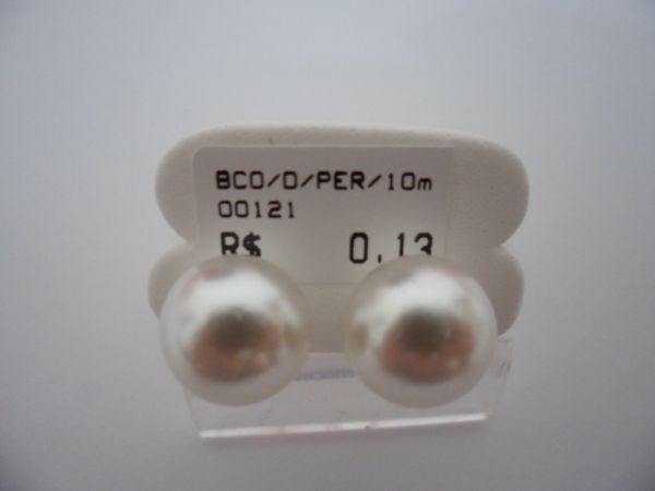 BRINCO FOLHADO A OURO PEROLA 10MM  CB 1105