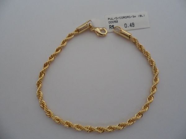 PULSEIRA FOLHADA A OURO CORDAO 3 mm CB 18001