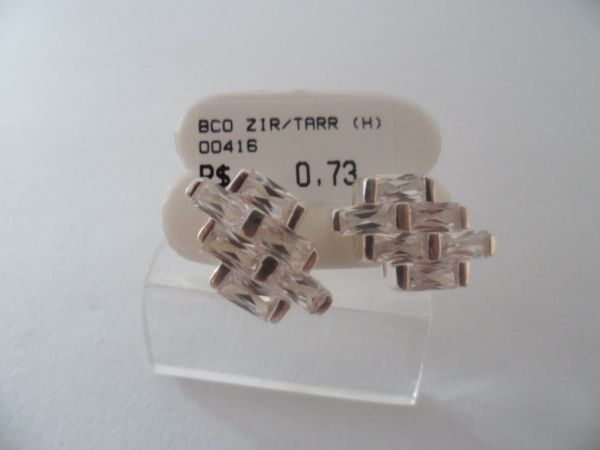 BRINCO DE PRATA COM ZIRCÔNIAS LADRILHO  CB 2065892