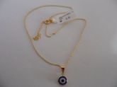 GARGANTILHA FOLHADA A OURO OLHO GREGO AZUL CB 81556