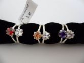 ANEL DE PRATA ZIRCONIA 2 PEDRAS COLORIDAS  CB 8402