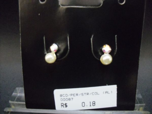 Brinco Prata Perola Duplo Pqno Color cb 2093840