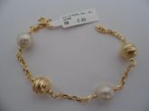 PULSEIRA FOLHADA A OURO PEROLA BOLAS CB 17400