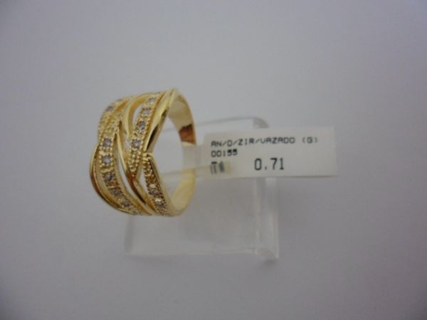 ANEL FOLHADO A OURO ZIRCONIA VAZADO  CB 228021