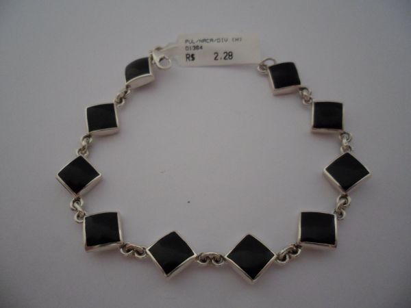 Pulseira Prata Pedras Naca Preta 2077611