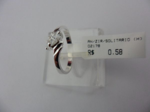 ANEL DE PRATA ZIRCONIA SOLITARIO PEDRINHAS CB 19505