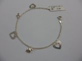 Pulseira de prata bq coração chapinha  CB 2060712