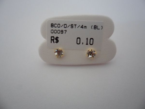 BRINCO FOLHADO A OURO STRASS 4MM  CB 4990
