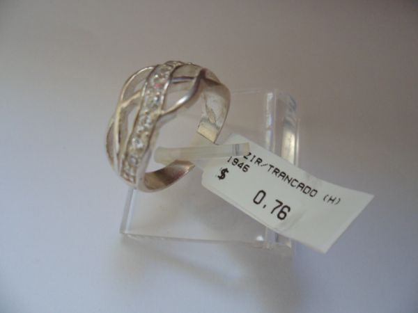 ANEL EM PRATA ZIRCONIA TRANÇADO  CB 13993528