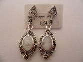 BRINCO DE PRATA PEDRAS MARCASSITAS MADRE OVAL  CB 2081144