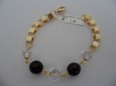 PULSEIRA FOLHADA A OURO PEDRA PRETA CB 5002