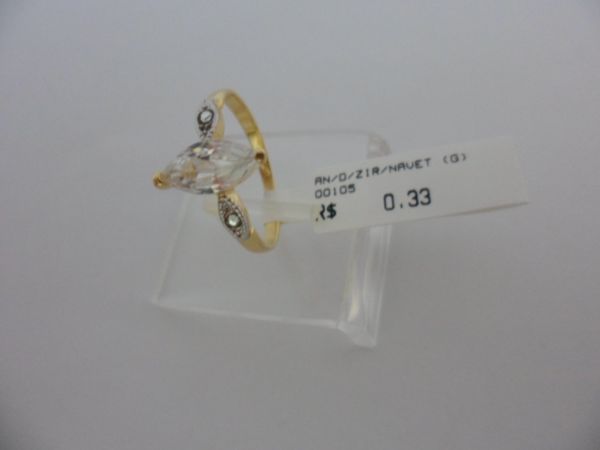 ANEL FOLHADO A OURO ZIRCONIA NAVET  CB 23012