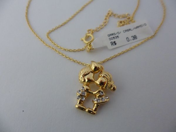 GARGANTILHA FOLHADA A OURO CASAL NAMO  CB 81577