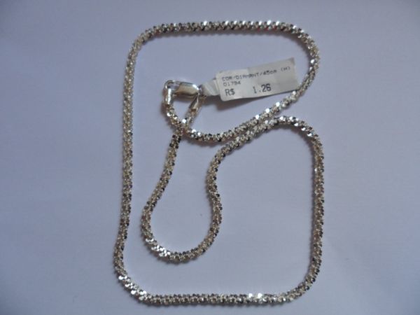 CORRENTE DE PRATA DIAMANTADA 45CM  CB 2083049 ok