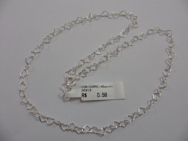 CORRENTE DE PRATA CORAÇAO 45CM  CB 2062600