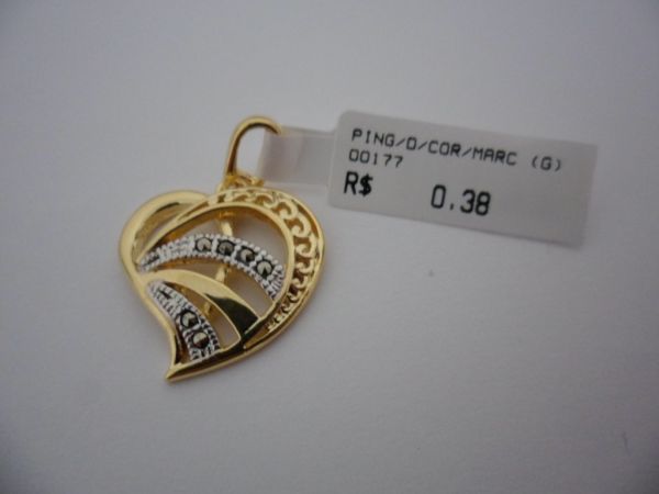 PINGENTE FOLHADO A OURO CORAÇÃO MARCASSITA  CB 37400