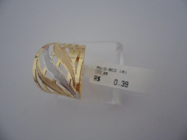 ANEL FOLHADO A OURO BRANCO  CB 62420