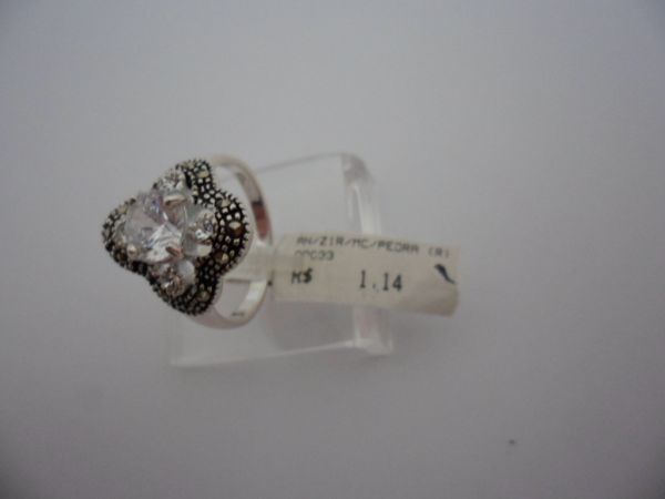 ANEL DE PRATA MARCASSITA ZIRCONIA  PEDRA CB 2071374
