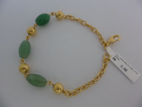 PULSEIRA FOLHADA/PEDRA/OVAL/BOLA/VERDE  CB 181915