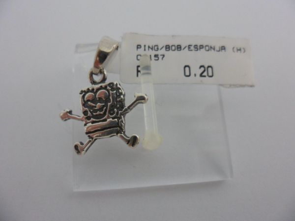 PINGENTE DE PRATA ENVELHECIDA BOB ESPONJA CB 34491218
