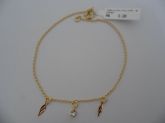 TORNOZELEIRA FOLHADA A OURO STRASS FOLHINHA CB 1913