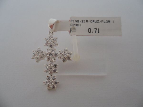 PINGENTE PRATA ZIRCONIA CRUZ FLOR  CB 22750