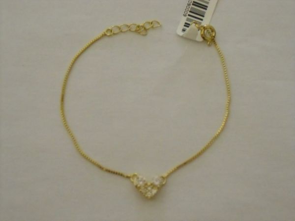 Pulseira Folhada a Ouro Coraçao Zir cb 2090009